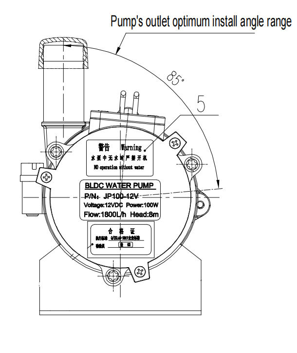JP100-24V Бесбрюшный двигатель постоянного тока насос PWM Управление 24V 100W топливные элементы циркуляционное охлаждение