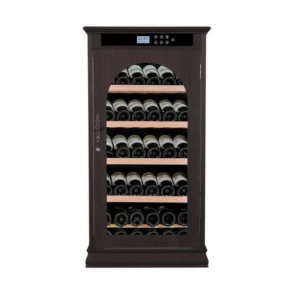 Dark Wood Wine Cooler Cabinet with Smart Touch Control and 36 Bottle Capacity