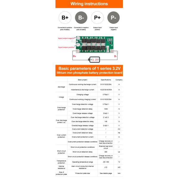32700 32650 Smart BMS Lithium Battery 3.2V PCBA 1S Lifepo4