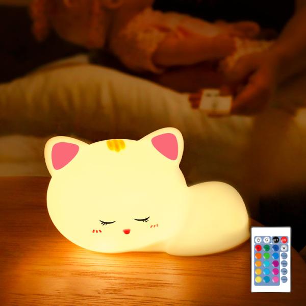 Mini Lovely Cat Rechargeable Led Soft Touch Silicone Night Light For Kids