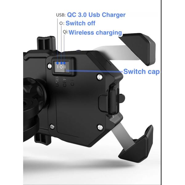 IP66 15W Usb Motorcycle Wireless Charger Mount Handbar