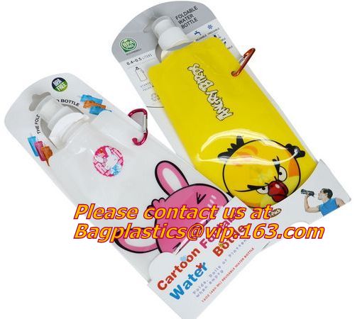 Spouted flexible foldable water bag with carabiner for running, flexible printing and lami