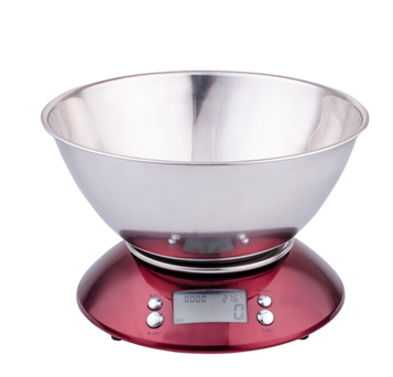 2*AAA Batería Plata 5000g Balanza de alimentos de cocina digital multifuncional con tazón Balanza de plataforma LCD de acero inoxidable portátil