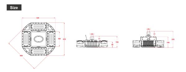High Brightness Personalized White 480watt 150LM/W AC100 - 277V High Bay Led Lights for Indoor outdoor wasehouse