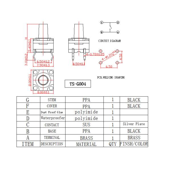 Momentary Waterproof Tactile Switch , Normally Open Push Button Switch