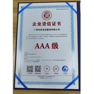 Guangzhou Beianji Clothing Co., Ltd. Certificaciones
