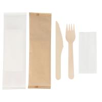 Biodegradável 160cm Copo de madeira utensílios de mesa 25PCS Forquilha de madeira talheres descartáveis