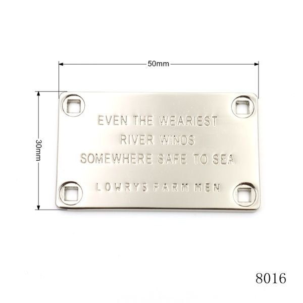 Bag Parts & Accessories Metal Square Plate Label Custom Logo Tag OEM / ODM