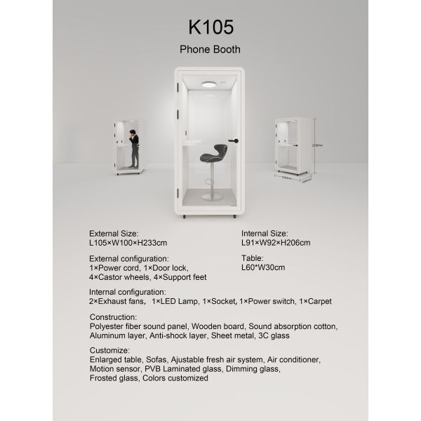 Customized Office Sound Proof Booth , Prefab Home Office Pod 380kg