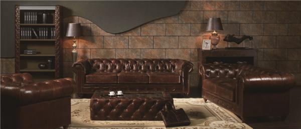 Oversized Top Grain Leather Sofa , Modern 3 Seater Leather Sofa Brown Long Lifespan