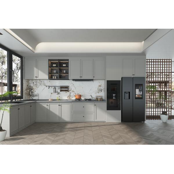 Luxury Modern Kitchen Cabinet Marble Countertop MDF Waterproof Villa Hinge