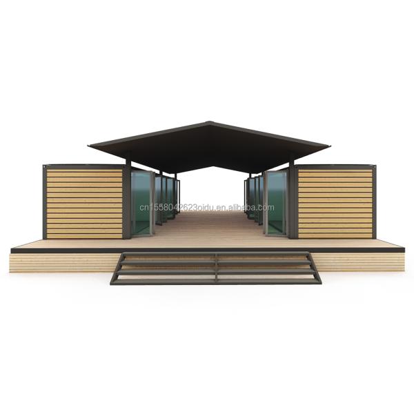 Casa de contenedores grande de 40 pies para hoteles y campesinos Residente de troncos de acero prefabricado Taller/Aula Panel de sándwich