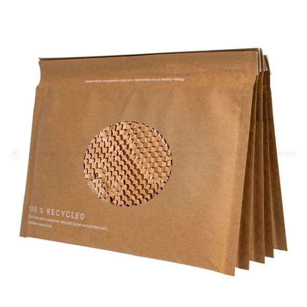 Biodegradable Eco Double Layered Padded Envelope Brown Honeycomb Shipping Bags Kraft Paper Bubble Mailer Compostable