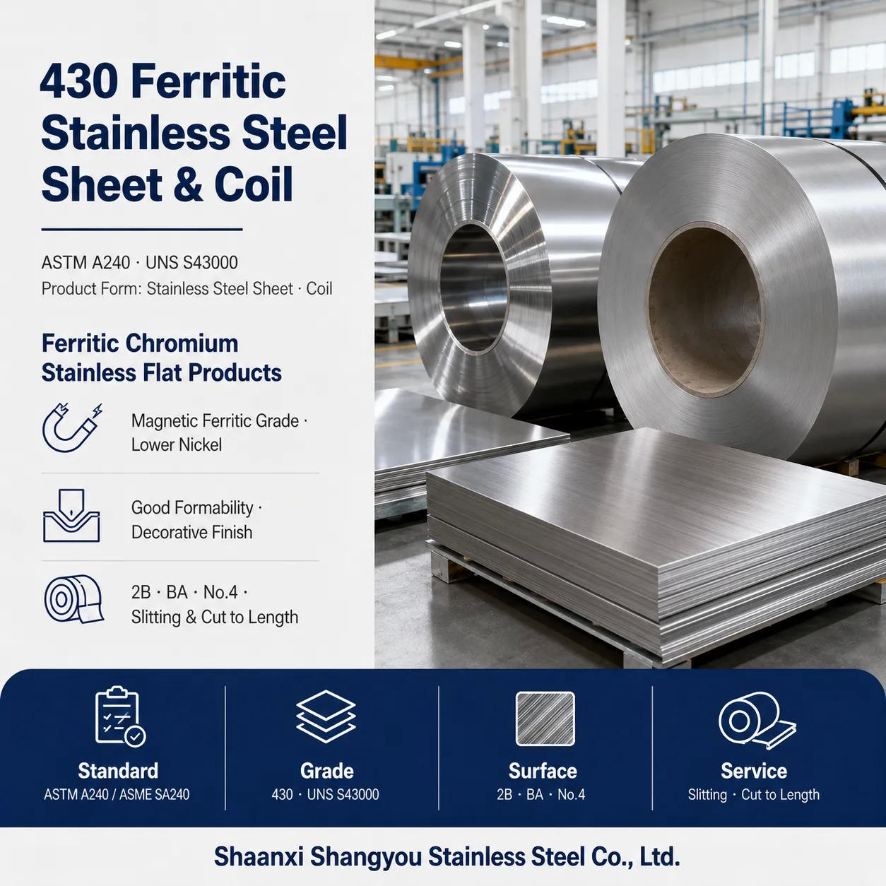 430 Ferritic Stainless Steel Sheet & Coil Supplier