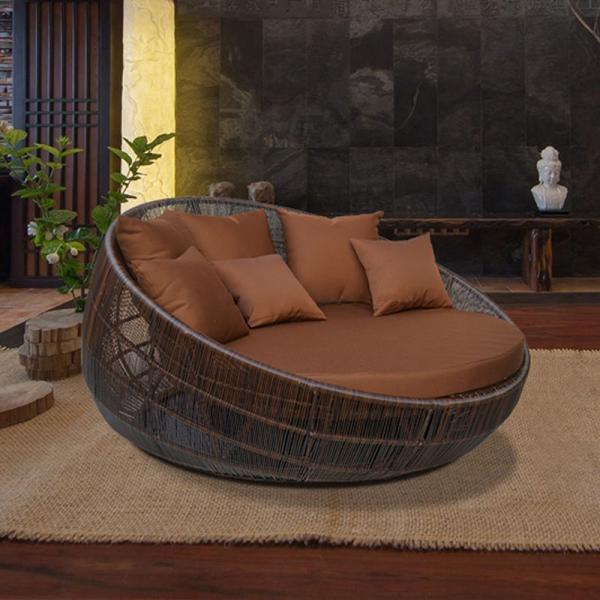 Outdoor Patio Furniture Garden Rattan Wicker Daybed with Water Proof Cushion