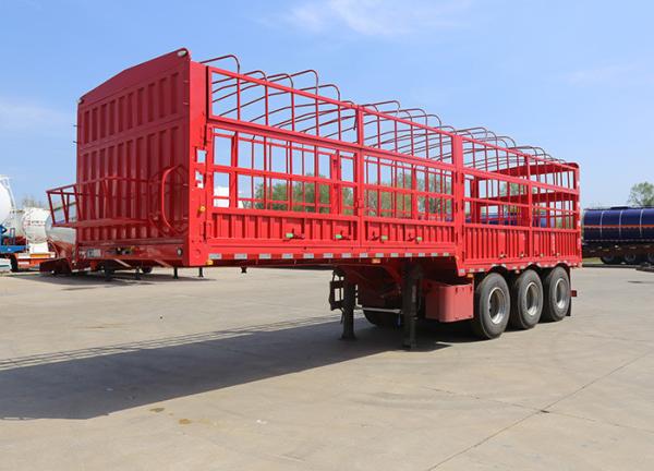Not Self-dumping 3 Axles Fence Semi Truck Trailer For Livestock Transport Air Suspension