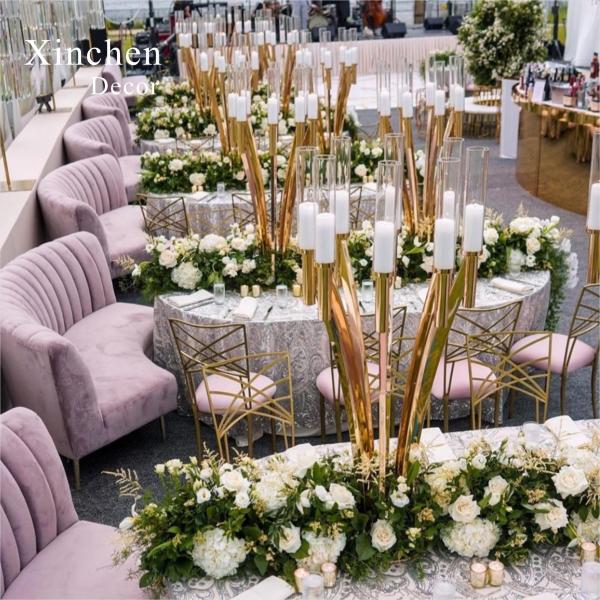 ZT-396 Derniers porte-bougies métalliques de luxe pour la décoration de table de mariage