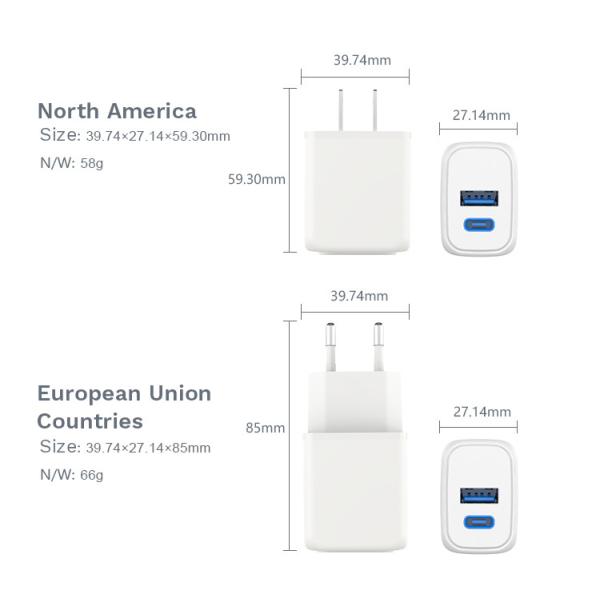 20W QC3.0 PD Power Adapter Usbc Computer Charger Fast Charging