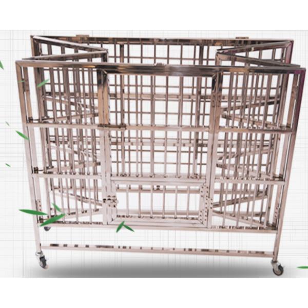 Large Foldable Stainless Steel Dog Cage with No Pattern and Push-up Closure