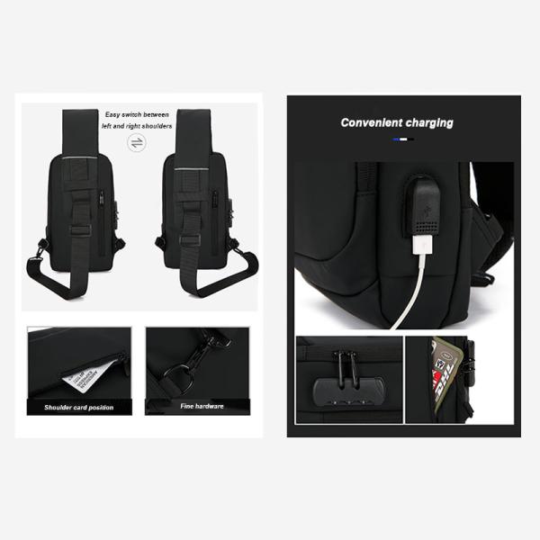 OEM ODM Waterproof Chest Bags With USB Travel Crossbody Sling Bag For Men