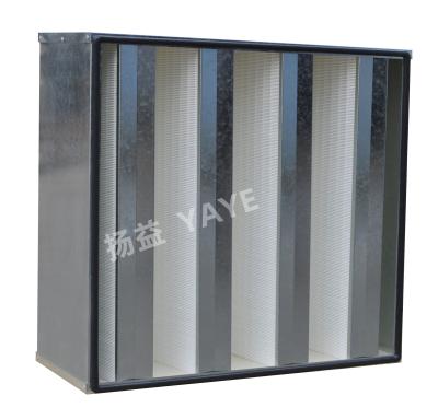 Galvanized Frame V Bank Filters Glass Fiber HVAC Filter Replacement