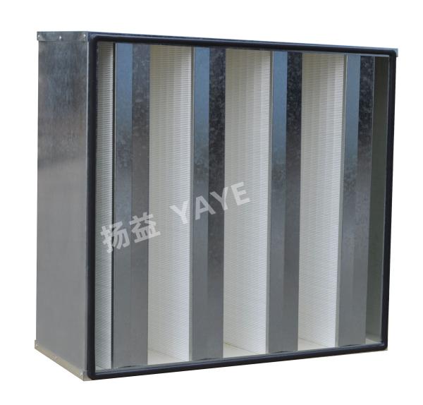 Galvanized Frame V Bank Filters Glass Fiber HVAC Filter Replacement