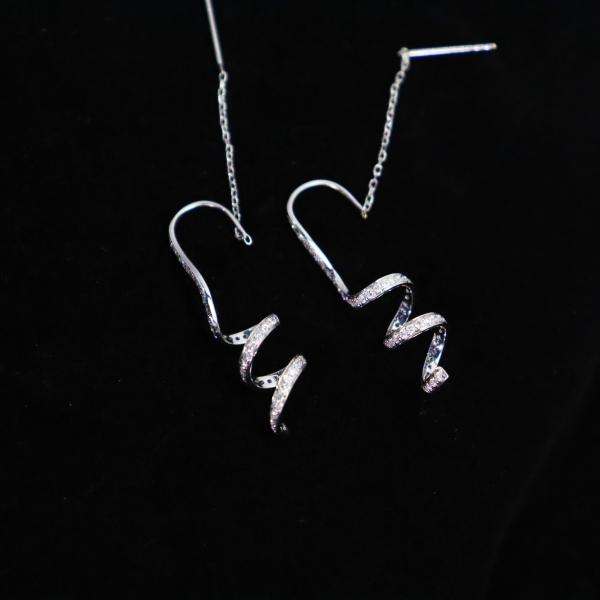 Customized 18K Gold Spiral Drop Diamond Earrings Fine Jewelry for Anniversary Wedding Banquet IGI GIA Lab Grown Diamonds