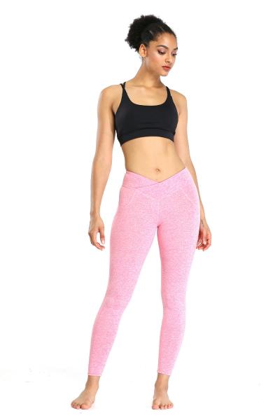 Casual Pink 9 Point Ladies Keep Fit Leggings Workout Pants For Women
