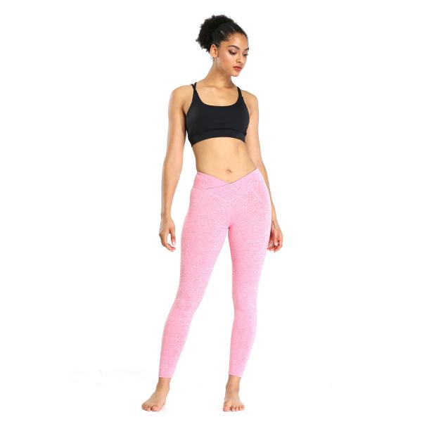 Casual Pink 9 Point Ladies Keep Fit Leggings Workout Pants For Women
