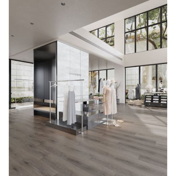 Dark Brown Spc Vinyl Flooring Milos Oak Stylish Design For Living Room