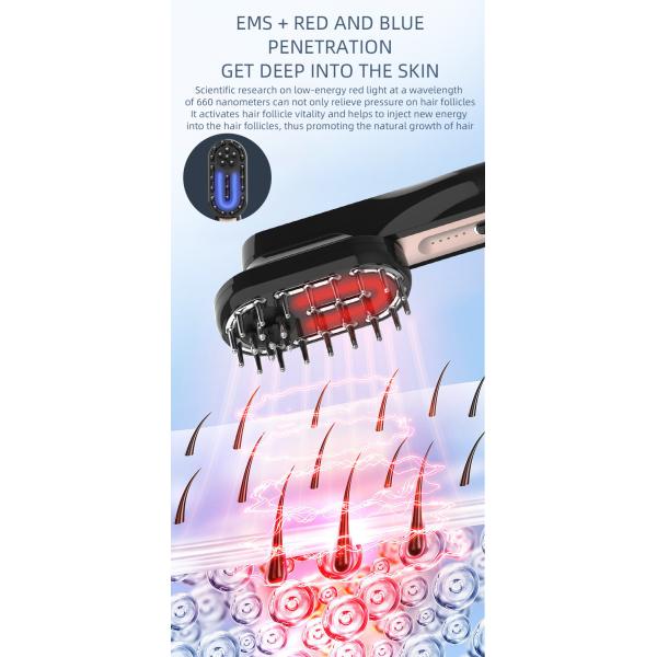 Multifunctional Electric Massage Comb Smart EMS Vibration Red Blue Light Face Body Skin Care Hair Growth