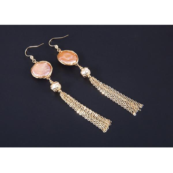 New Natural Baroque Pearl Stud Earrings Hand made Metallic Twist Braided Design Pearl Natural Baroque Pearl Earring