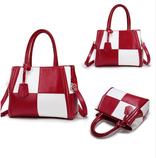 Famous Brand Contrast Color Grid Platinum Bag , Women ' S Over Shoulder Handbags