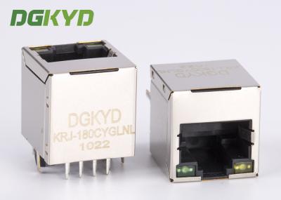 O vertical 180 conector dos ethernet Rj45 do grau protegeu Rj45 Jack With Magnetics