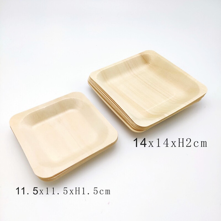 Tableware дружелюбной березы Eco квадрата устранимый деревянный для суммы шарика рыб суш тусклой