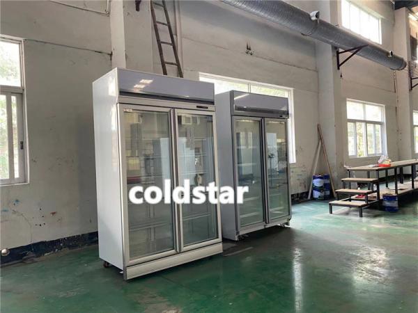 Supermarket Refrigerator Merchandiser Upright Glass Door Freezer Display Case