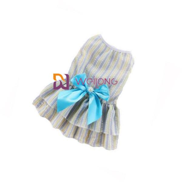 Customizable Color Poly cute dog dresses Satin Bow Cotton Seersucker