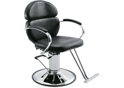Modern Style Salon Barber Chair Reclining Backrect With Round Base , Black Color