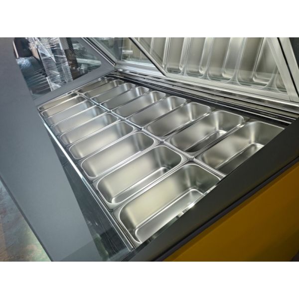 16 Trays Glass Door Hard Ice Cream Display Cabinet Italian Gelato Freezer