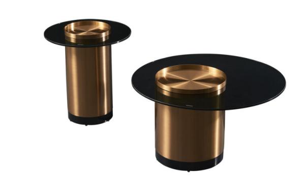 Reflective Glass Matching Rose Gold Tray Coffee Table