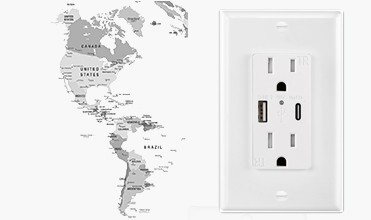 15A USB Wall Outlet with 5.0A Fast Charging, Tamper Resistant Design and IntelliChip Technology