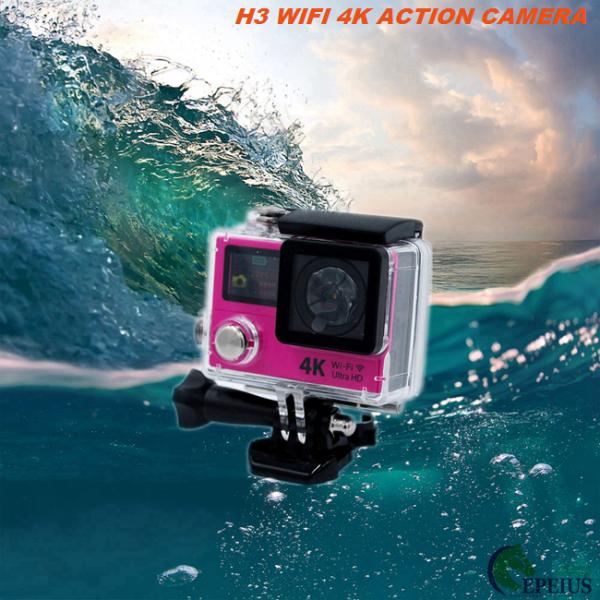Dual Screen H3 Motorcycle Video Camera , Gopro Wifi Action Camera SPCA6350 OV4689 Sensor