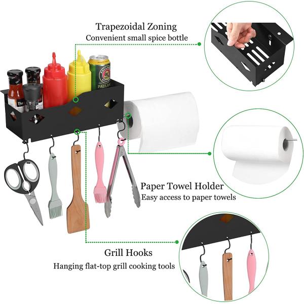 Outdoor Grill Caddy for Griddle Prep Cart Space Saving BBQ Accessories Storage Box Tool