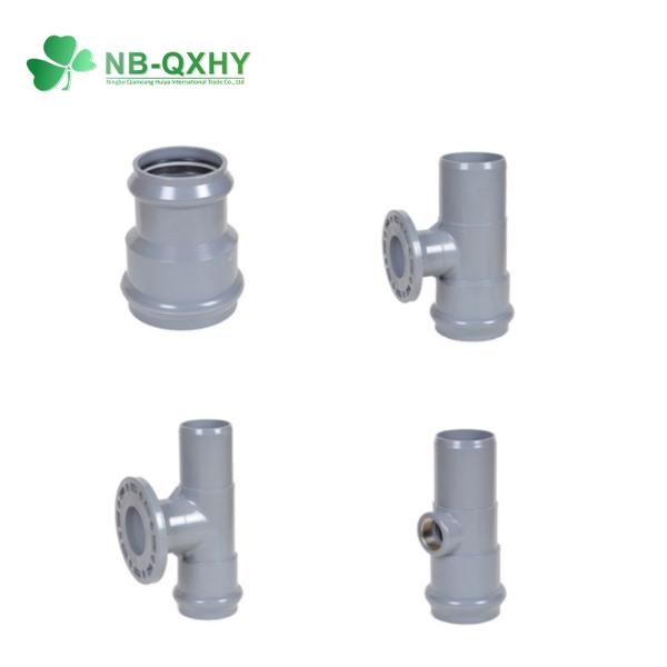 DIN Standard PVC Pipe Fitting with Rubber Ring Wall Thickness Pn10 White and Blue