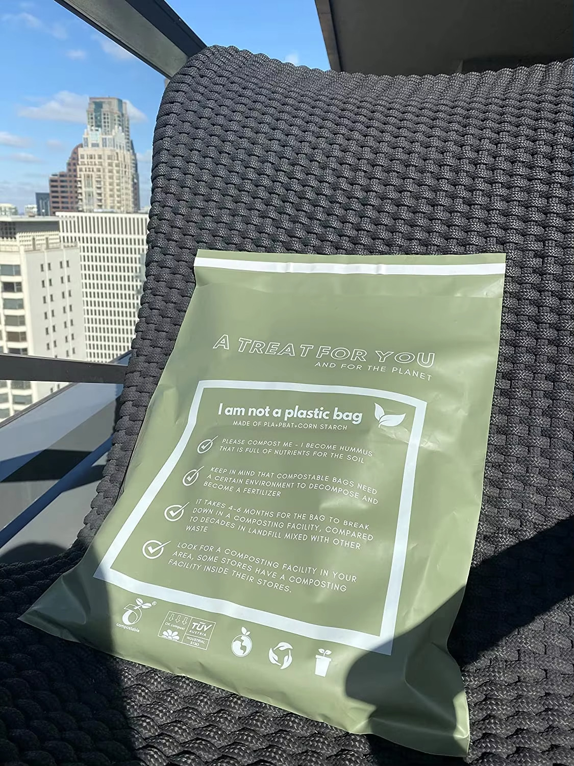 Matte Black Custom 100% Biodegradable Compostable for Poly Mailer for Clothing and Fur Shipping for Shoes and Other Articles