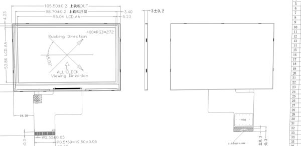 4.3 inch standard TFT LCD with RGB interface full view Angle and resolution of 480*272