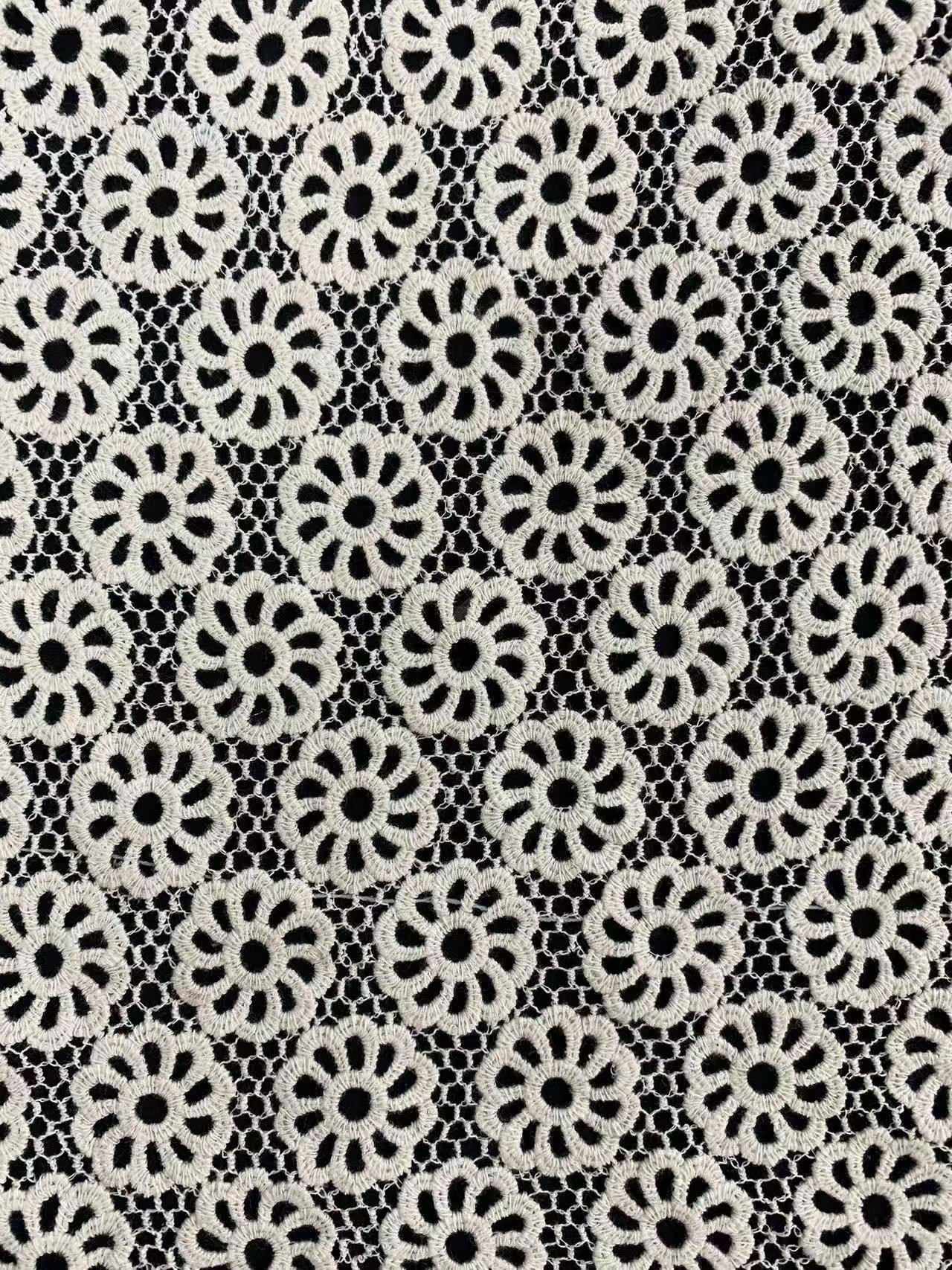 COTTON Eco-Friendly Luxury Vintage Daisy Floral Guipure Embroidery Lace Trim Fabric for Wedding Dresses & Home Decor