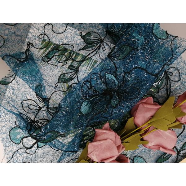 Флористическим ткань платья вечера ткани вышивки сетки шнурка покрашенная зеленым цветом