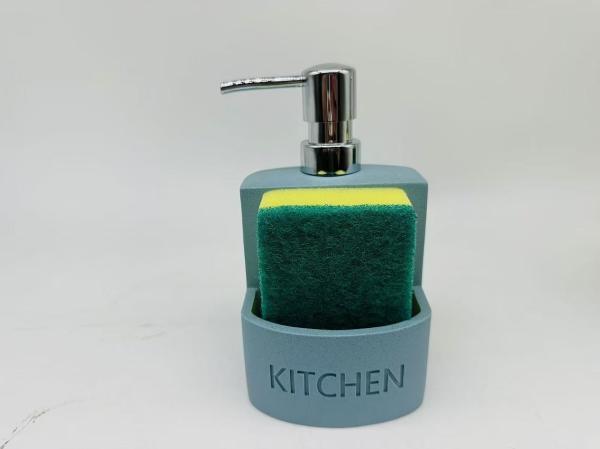 Rectangular Kitchen Utensil Caddy Soap Dispenser with ABS Pump Head and Sponge Debossed Letter