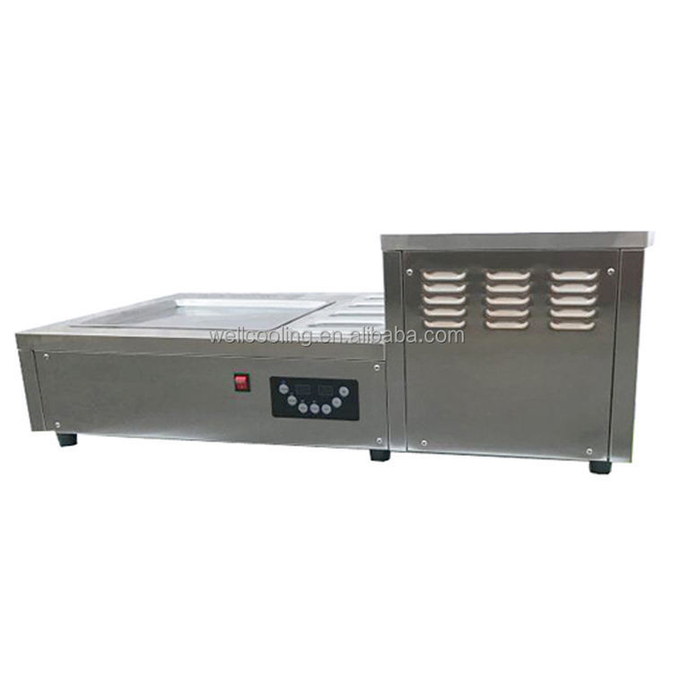 Thai Fried Flat Roll Ice Cream Machine With 4 Pcs Stainless Steel Quick Frozen Ice Cream Roll Machine
